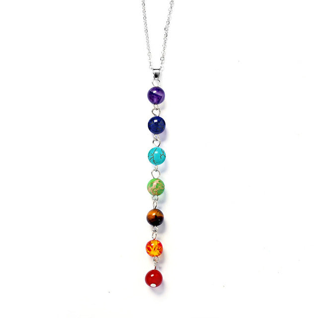 Seven color stone Chakra necklace