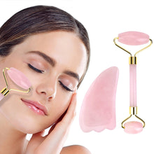 Load image into Gallery viewer, Natural quartz or jade facial massage roller beauty care set box