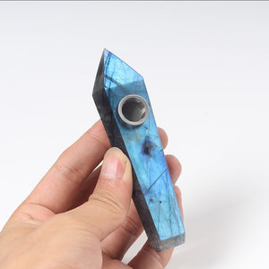 Natural quartz crystal smoking pipe