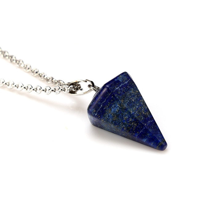 Natural quartz crystal energy healing gemstone pendant necklace