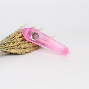 Natural quartz crystal smoking pipe