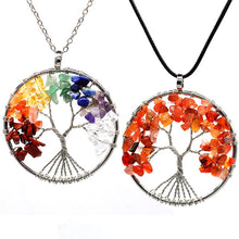 Load image into Gallery viewer, Seven Chakra quartz natural stone Tree of Life pendant