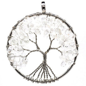 Seven Chakra quartz natural stone Tree of Life pendant