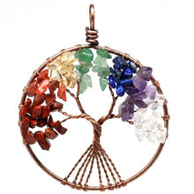 Load image into Gallery viewer, Seven Chakra quartz natural stone Tree of Life pendant