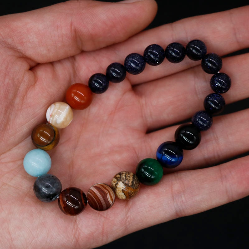 Senlinmu Galaxy Solar System Bracelet Universe Nine Planets Star Natural  Stone Beads Bracelets Bangles : Amazon.co.uk: Fashion