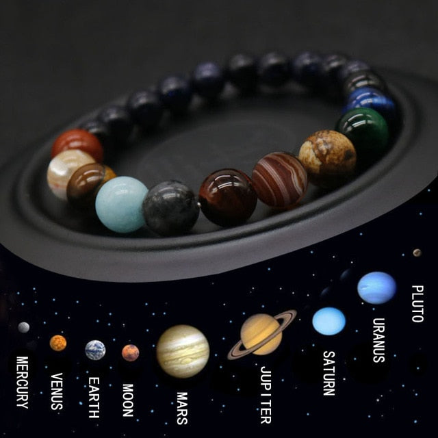 Nine Planets (plus Sun and Moon) Natural Stone Bracelet